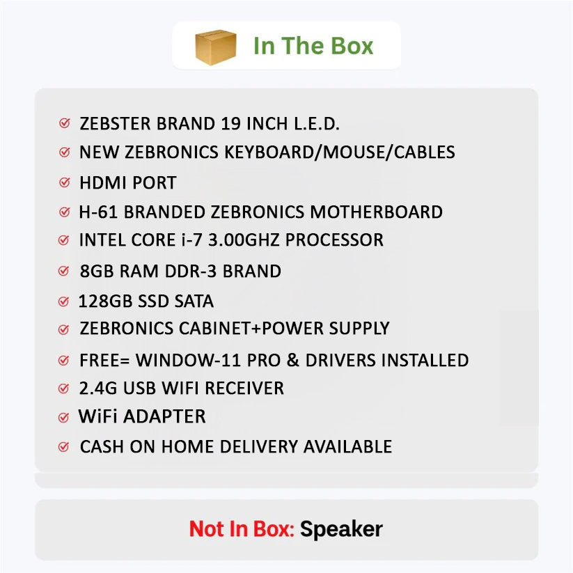 INTEL CORE i-7 {8GB RAM / 128GB SSD} Computer Complete Setup (CPU + Monitor + Keyboard + Mouse )