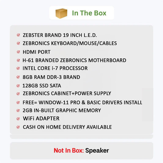 INTEL CORE i-7 2ND GENERATION {8GB RAM / 128GB SSD} Computer Complete Setup (CPU + Monitor + Keyboard + Mouse )